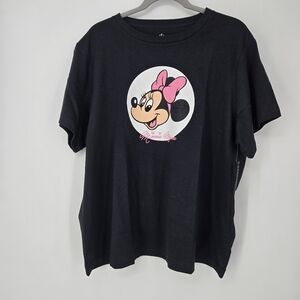 Disney Minnie Mouse Black T-Shirt with Circle Size XL NWT